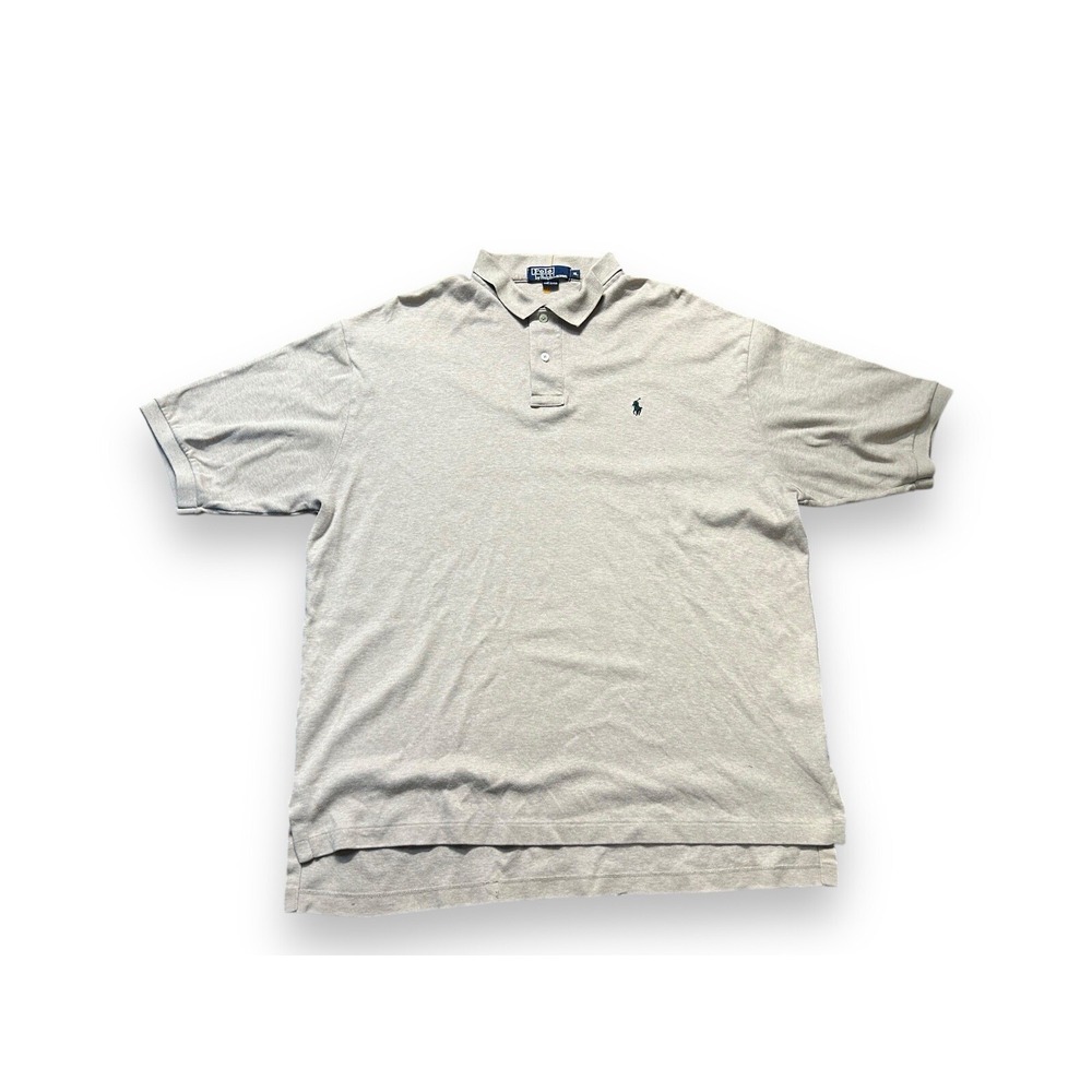 VINTAGE Ralph Lauren Polo Shirt Mens XL Gray Green Pony‎ 100% Cotton Made in USA